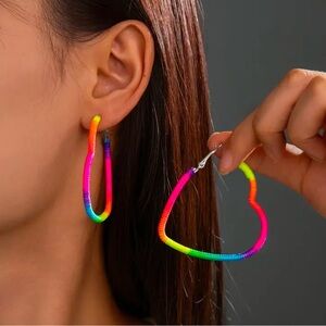 Colorful Heart-Shaped Hoop Earrings